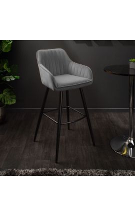 Set of 2 bar chairs &quot;Sienna&quot; design in grey velvet