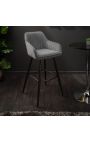 Set of 2 bar chairs "Sienna" design in grey velvet