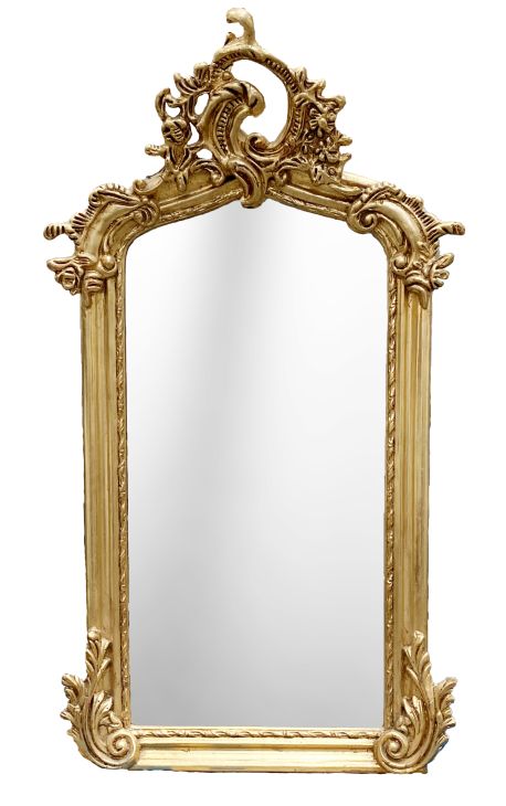 Miroir rectangulaire de style Louis XVI doré - 102 cm x 53 cm