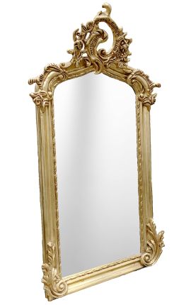 Miroir rectangulaire de style Louis XVI doré - 102 cm x 53 cm