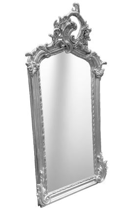 Ασημένιο ορθογώνιο καθρέφτη τύπου Λουδοβίκου XVI - 102 cm x 53 cm
