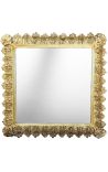 Miroir baroque carré en bois doré au décor de feuilles d'acanthes - 66 cm x 66 cm