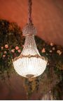 Big montgolfiere chandelier with gold bronze and clear glass