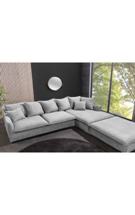 Corner sofa 255 cm CELESTE grey curled velvet