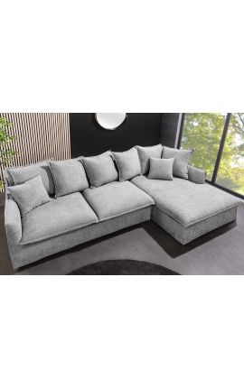 Corner sofa 255 cm CELESTE grey curled velvet