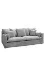 Sofa 3 places CELESTE curled grey velvet