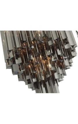 Chandelier &quot;Livera&quot; art Deco metaal en zwart glas pendanten