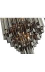 Chandelier "Livera" art Deco metaal en zwart glas pendanten