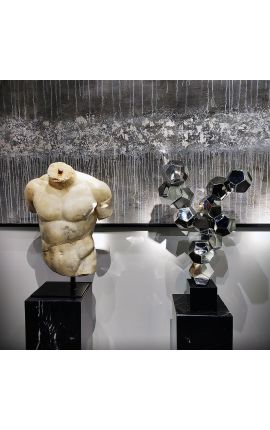 Large contemporary sculpture in chromed metal &quot;Minerai 2.0&quot;