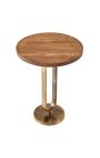 Vedľajší stôl BENI kovová farba mosaz a drevo z mangového stromu