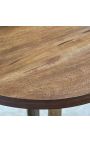 Vedlejší stůl BENI kovová barva mosaz a dřevěný vrchol mangového stromu
