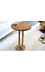 Table d'appoint BENI métal couleur laiton et plateau en bois de manguier