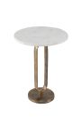 Table d'appoint BENI métal couleur laiton et plateau en marbre blanc