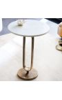 Vedľajší stôl BENI kovová farba mosaz a drevo z mangového stromu