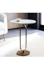 Table d'appoint BENI métal couleur laiton et plateau en marbre blanc