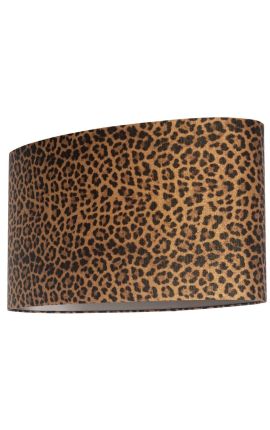 Abat-jour ovale velours imprimé léopard 60 cm