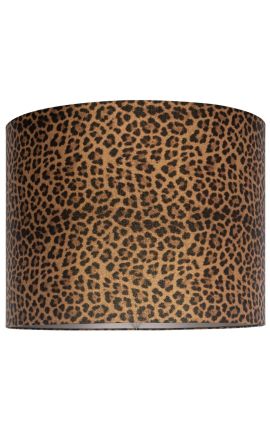 Abat-jour cylindrique en velours imprimé léopard 50 cm