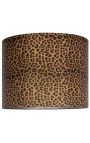 Abajur cilindric din catifea cu material imprimat leopard 50 cm