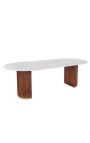 Jedálny stôl 240 cm GABBY oválny v mango drevo a biely mramor vrchné
