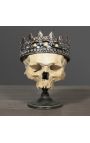 Human skull "Memento Mori" presented on wooden base