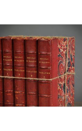 Set of 5 old red books 19th century