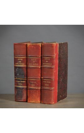 Set of 3 old red books 19th century