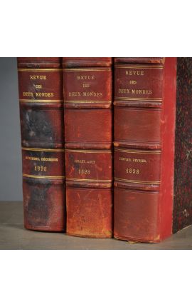 Sæt med 3 gamle røde bøger fra 1800-tallet