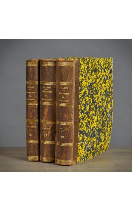 Set of 3 brown red books 19th century