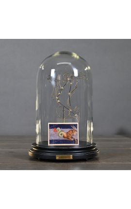 Globe au Zodiaque (Capricorne) en verre sur support en bois 