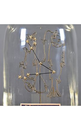 Cúpula de vidrio en el Zodiaco (Piscis) montado en base de madera
