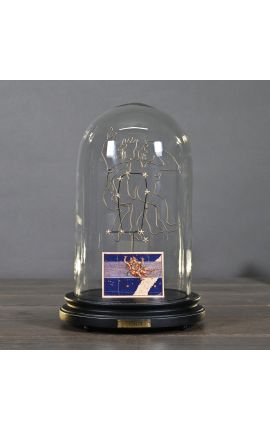 Glass dome at the Zodiac (Gemini) mounted on wooden base