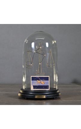Globe au Zodiaque (Balance) en verre sur support en bois