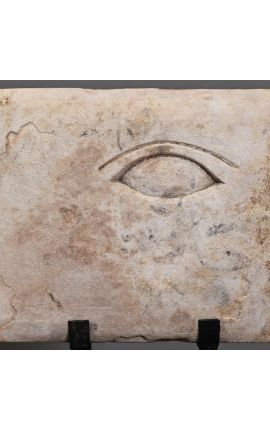 Sandstone stele Chypriote on black base &quot;Primitive regard&quot;