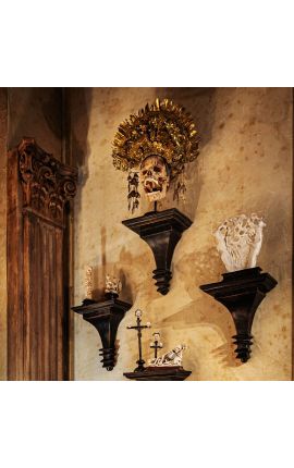 Pair of Square victorian sconces in patinált fekete fa