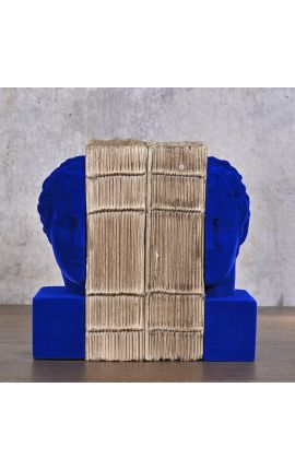 Paire de serre-livres à l'effigie d'une tête d'Apollon revêtue de velours bleu