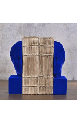 Par de bookends com a effigy de uma cabeça de Blue Apollo