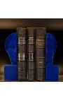 Par de bookends com a effigy de uma cabeça de Blue Apollo