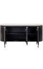 Buffet HENRY en bois noir et plateau en travertin beige