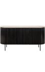 Credenza HENRY in legno nero e top en travertin beige