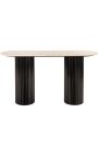 HENRY Console in black wood and top in travertine beige