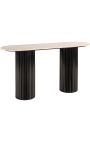 HENRY Console in black wood and top in travertine beige