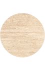 Round dining table HENRY in black metal and top beige travertine - 140 cm