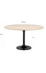 Mesa de jantar redonda HENRY em metal preto e top travertine bege - 140 cm