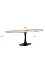 Table de repas ovale HENRY en métal noir et plateau en travertin beige - 230 cm