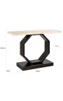 OSIS console in black wood, metal and top in beige travertine