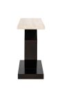 OSIS console in black wood, metal and top in beige travertine