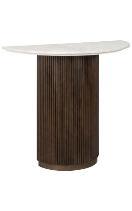 YONN half round console with white marble top - 90 cm