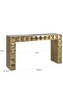 GLASTON Console in brushed golden brass with geometric shapes