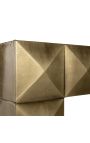 GLASTON Console in brushed golden brass with geometric shapes