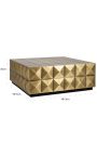 GLASTON coffee table in brushed golden brass with geometric shapes